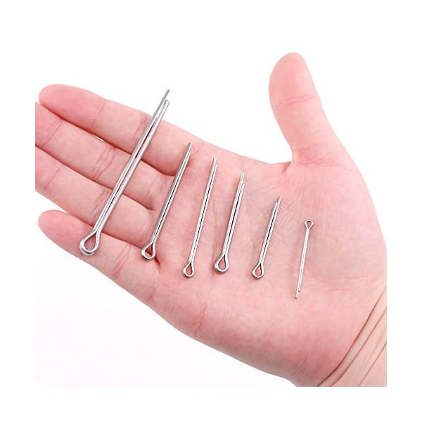 Glarks 90 Stück 304 Edelstahl Splinte Sicherungssplinte Sicherheitssplinte Sortiment Kit – Bild 7