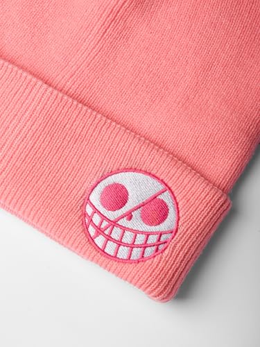 Image of ComicSense.xyz Unisex Anime Embroidered Beanie for Men and Women, Doffy Winter Anime Cap Beanies Pink