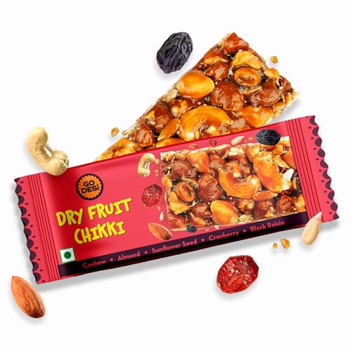 Image of GO DESi - Dry Fruit Chikki | Dry Fruit Bar | Indian Mithai | Gajak | Sweets Gift Pack | 168 grams | Pack of 6 Pieces