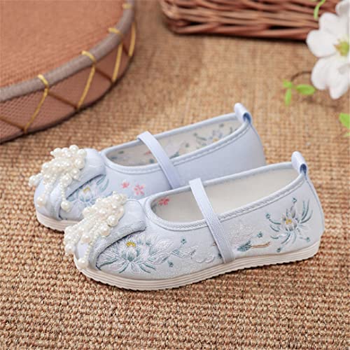 Hcclijo Floral Children Pearl Shoes Flats Ancient Round Toe Kids Traditional Hanfu Oriental EmbroidePhoenix Poeny2