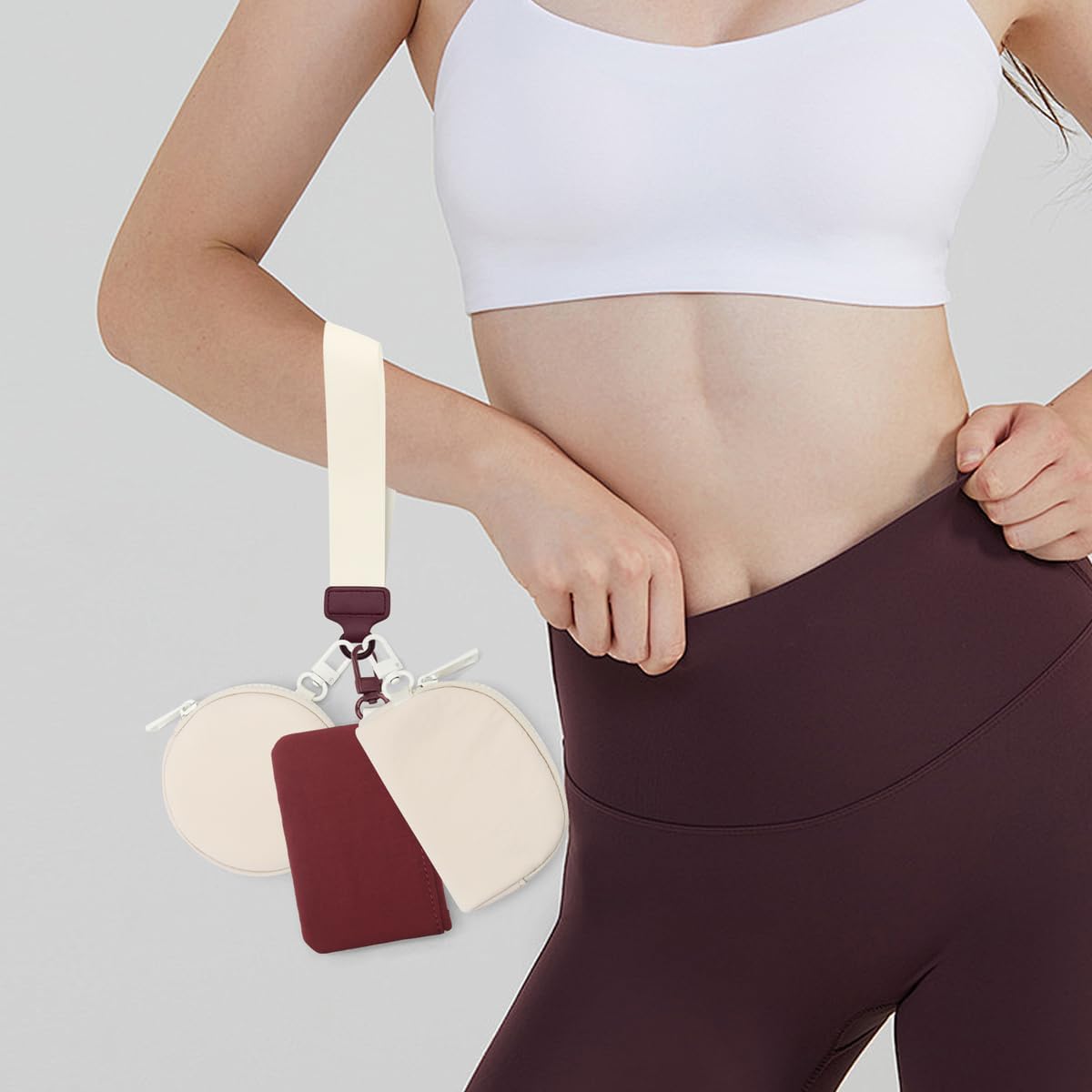 Wristlet Wallets for Women Dual Detachable Keychain Wristlet Wallet Water-Resistant Nylon pouch Small Cute coin purse Zippe Compact Card Holder for Handbags (brown 3) - Image 2