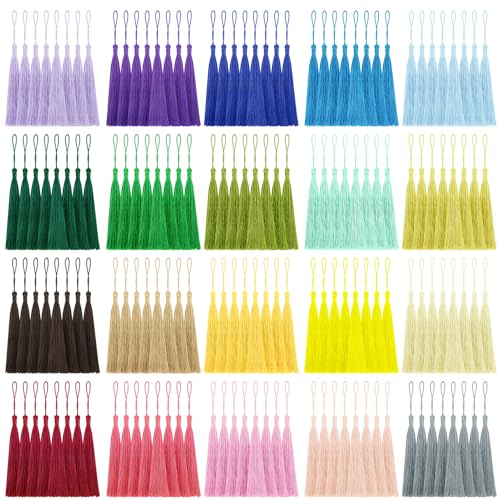Bookmark Tassels Bulk 160 Pack, Tassels for Bookmarks, Crafts & Keychain Making, 20 Colors 5 Inch Soft Silky Tassels (160, Multi-Color)
