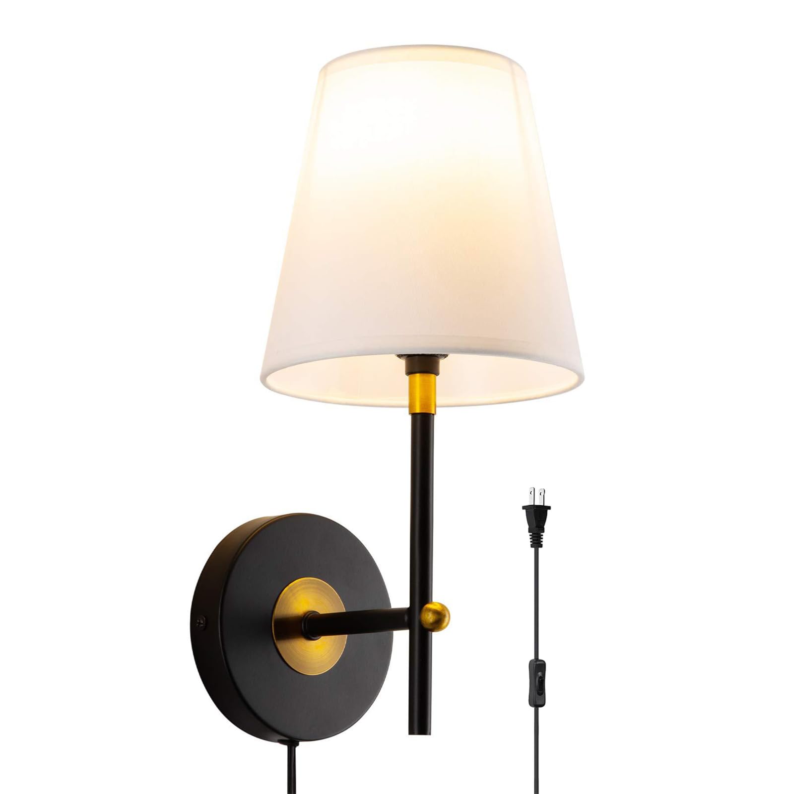 Apliques de pared vintage E14 con enchufe e interruptor en negro 8