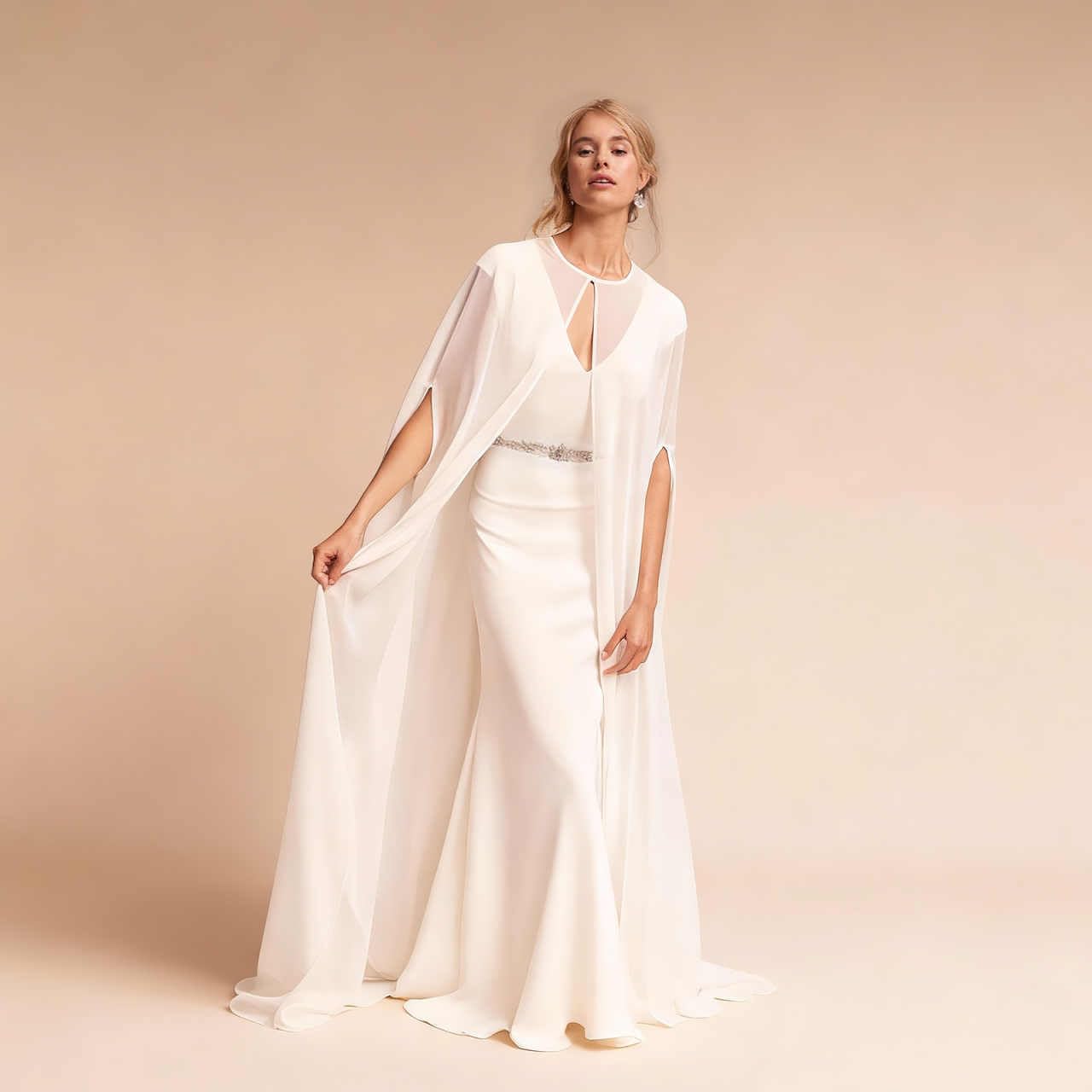 Châle en mousseline blanche pour femmes, cape de mariée, pour soirée, demoiselle d'honneur, fête, ivoire (ral 1013), L