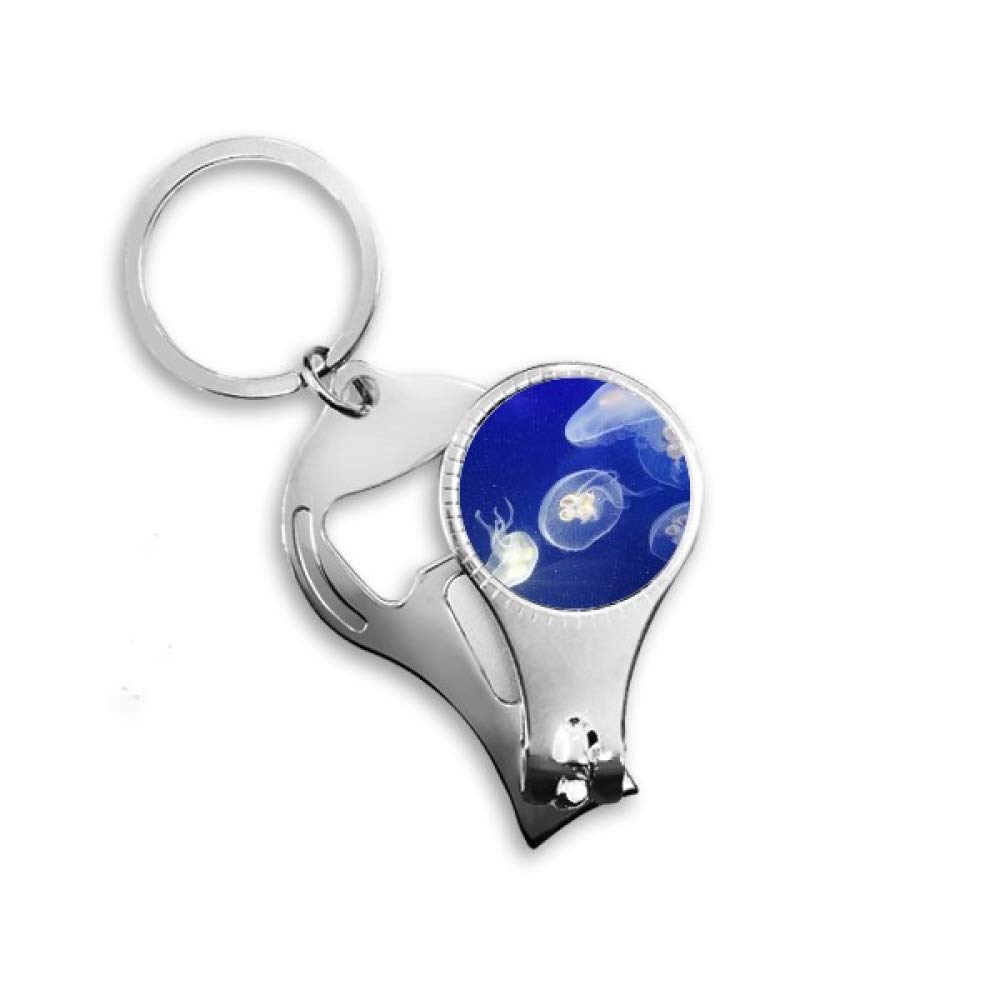 Décapsuleur porte-clés méduse avec pince à ongles design nature marine