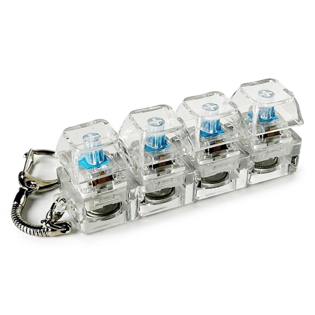 Mechanical Keyboard Switch Fidget Keychain with 4 Clicky Blue Switches | Portable Keyboard Tester Keyring | Stress Relief Clicker Toy for Gamers, Coders & Mechanical Keyboard Enthusiasts-image-45