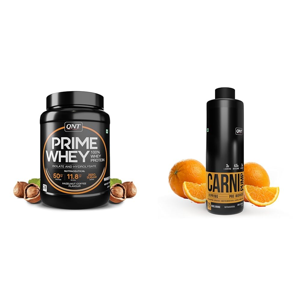 QNT Prime Whey Protein Powder – Hazelnut Coffee | 25g Protein Per Scoop | Whey Isolate, Concentrat | QNT CARNIPUMP | Liquid Pre Workout | Navel Orange | Fat Loss | Instant Energy Drink | Supports Mus-image-12
