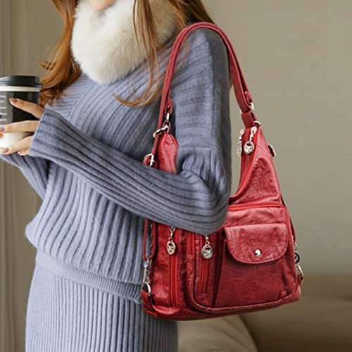 Image of Convertible Backpack Purse for Women PU Leahter Handbag Fashion Hobo Multiple Pockets Tote Satchel Shoulder Bag