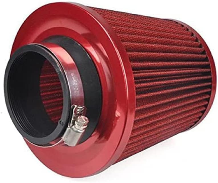 AutoTrends 3" 75mm Car SUV High Flow Short RAM/Cold Air Intake Vent Cone Filter Cleaner Interior Care Auto Part performance (Red)