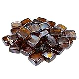 Stanbroil 10-Pound Fire Glass Cubes - 1 inch Fire Glass for Fireplace Fire Pit, Amber Reflective