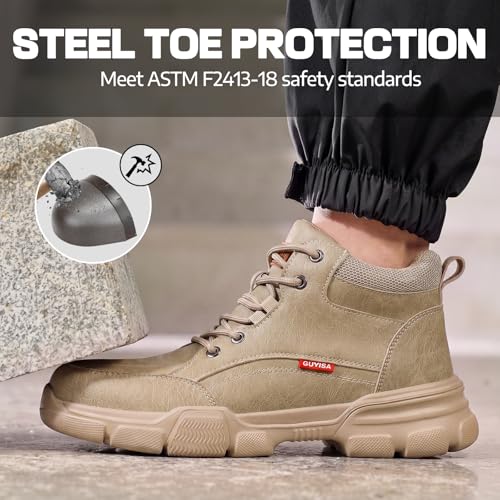 Image of Steel Toe Shoes for Men, Ultra-Lightweight Safety Work Shoes with Kevlar Puncture Resistant Midsole, Water Resistant for Warehouse Logistics Factory Workshop