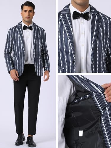 Lars Amadeus Striped Blazer for Men's Single Breasted Contrast Color Retro Sports Coat4