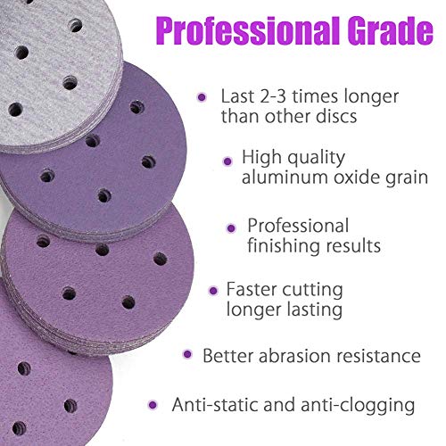 Lotfancy 3 Inch 7 Hole Sanding Discs, 100Pcs 40 60 80 120 180 220 240 320 400 800 Grit Assorted Professional Sandpaper, Hook And Loop Random Orbital Sander Round Sand Paper #TOP1