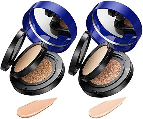 2 In 1 Cushion Pressed Powder Concealer Liquid Foundation, IMAGES Gold Concealing Beauty Air Cushion Cream, Gold Luxury Micro-Transparent Makeup, Onebikiniha Magical Air Cushion (Ivory+Natural)