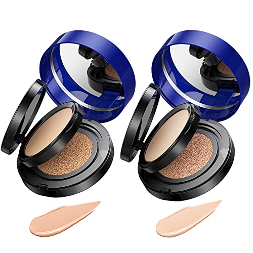 2 In 1 Cushion Pressed Powder Concealer Liquid Foundation, Images Gold Concealing Beauty Air Cushion Cream, Gold Luxury Micro-Transparent Makeup, Onebikiniha Magical Air Cushion (Ivory+Natural) #TOP26