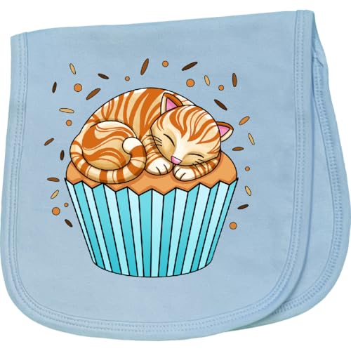 inktastic Kitty Cupcake- Cute Orange Cat Baby Burp Cloth Light Blue 4571d