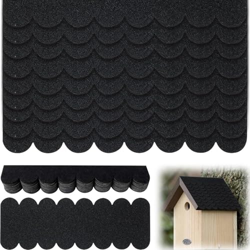Mini Dachpappe Selbstklebend Schwarz 32 STK Dachschindeln für Vogelhaus Wasserdichte Dachpappe Vogelhaus Mini Dachfolie Selbstklebend für Nistkastendach Nistkasten Kaninchenstall Briefkastendächer