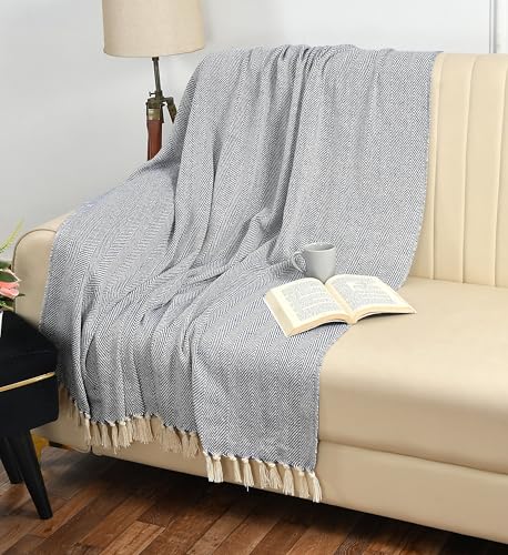 Image of Soft Throw Blanket | Used Both Indoor and Outdoor | Blanket for Living Room | Bedroom | Hall | Kids Room | Sofa and Bed or Chair Throw (Zigzag Blue)