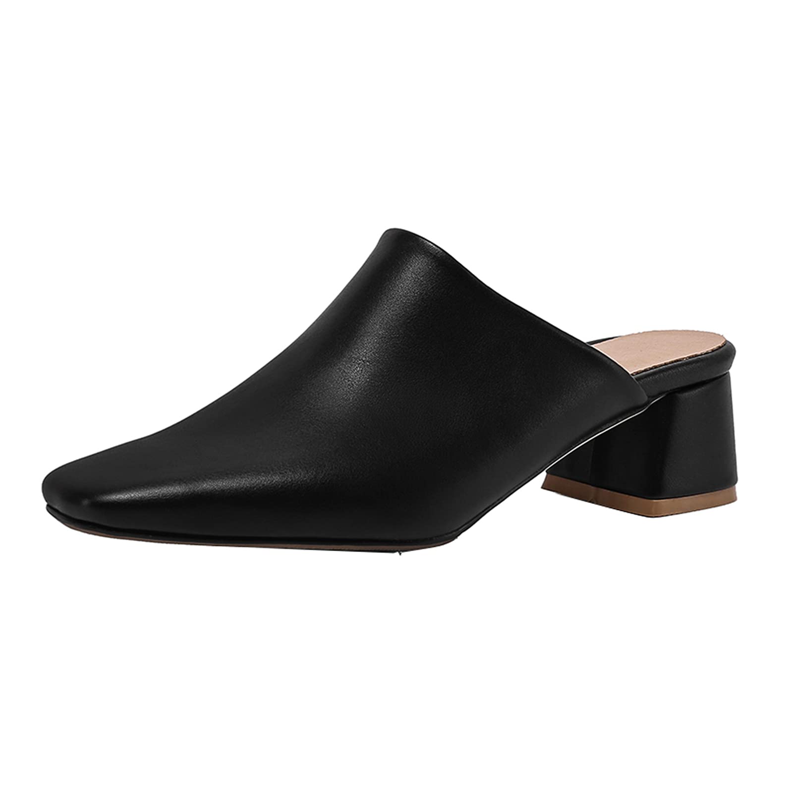Mules à Talon Carré pour Femmes avec Bout Fermé