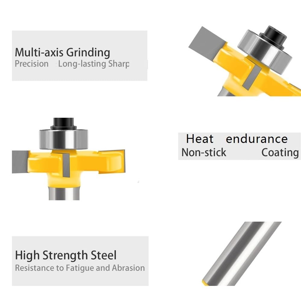 4 Pièces Menuiserie Couteau de Fraisage à Corps en Acier Tige de 8mm