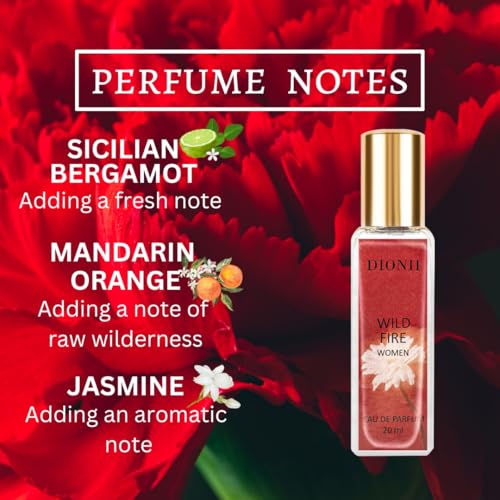 Image of Dionii WILDFIRE Womens Eau De Parfum Perfume | Long Lasting Jasmine Fragrance With Bergamot & Orange, 20 ML
