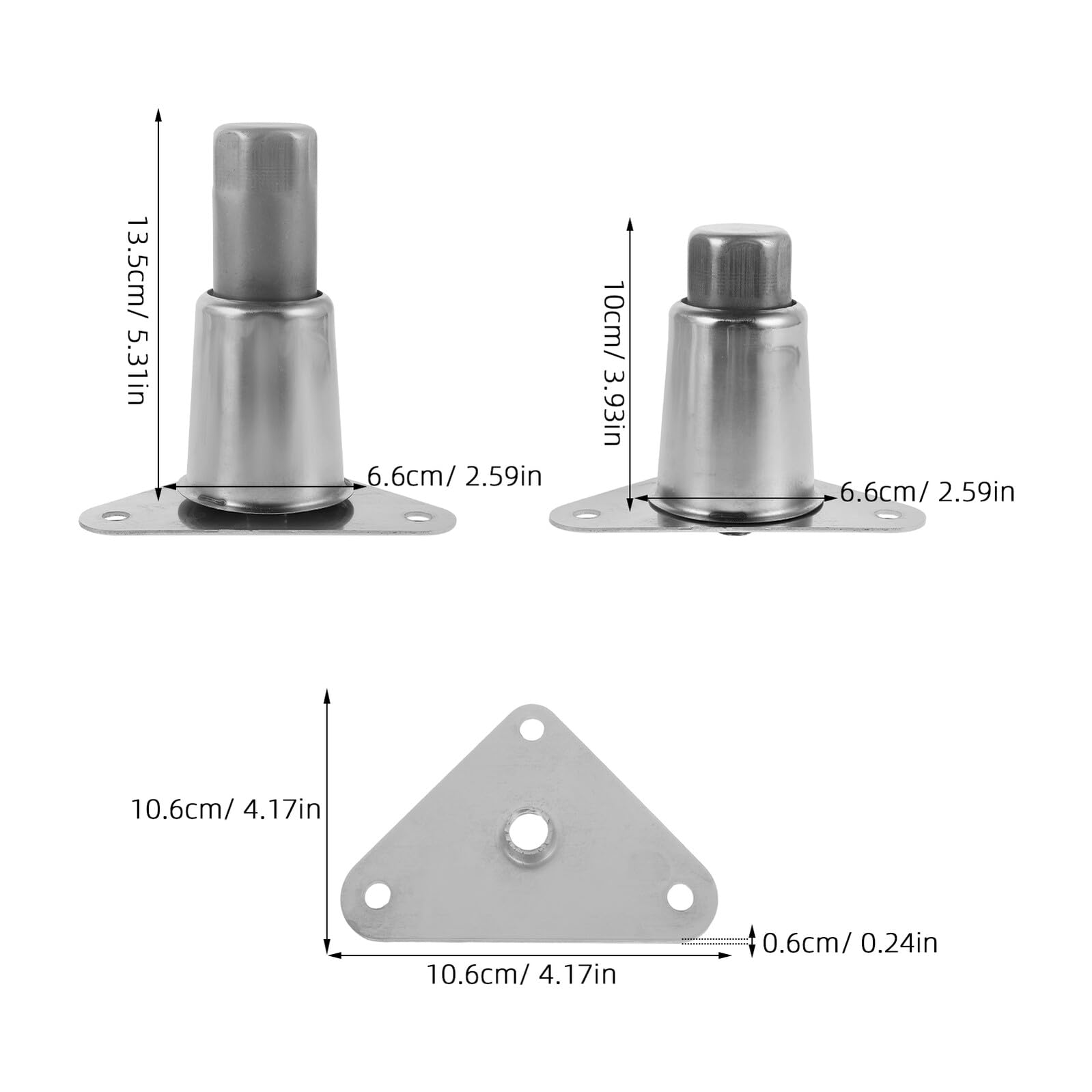Veemoon Patas de Soporte Ajustables de Acero Inoxidable para Muebles y Estufas, Altura Regulable 10 Cm con Placa Triangular, Set de 2 Piezas, Accesorios Resistentes para Cocina y