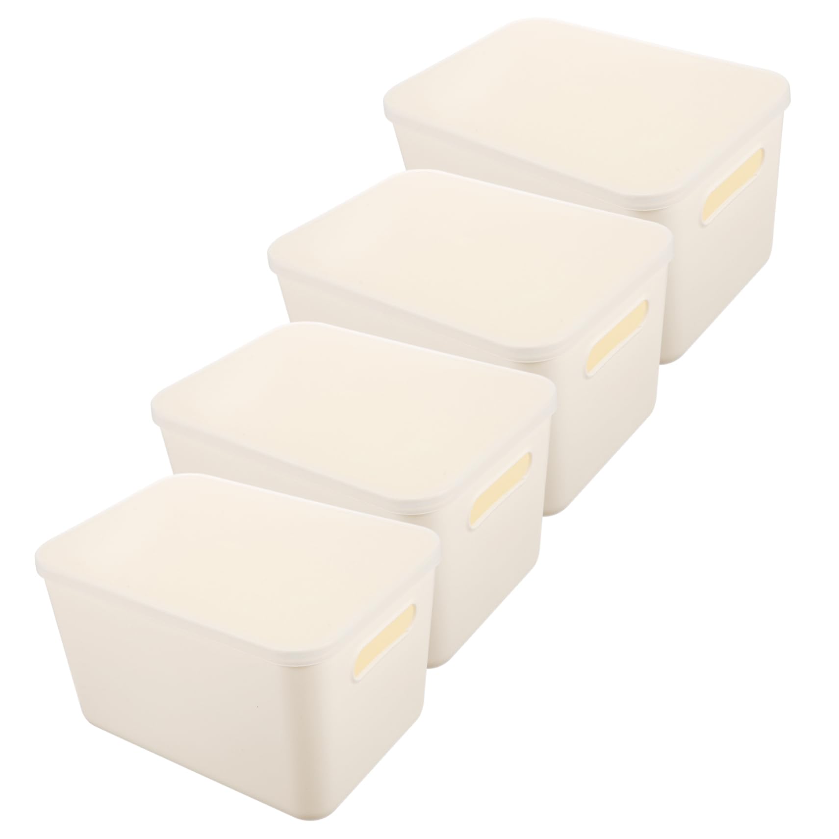 Ciieeo Boîte de Rangement pour Placard 4 Pièces en Pp Blanc avec Couvercle