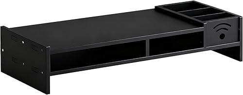 Monitor Stand - Ergonomic Shelf for Fixed Elevation  Two Tier Unit Fixed Structure with Storage Organizer & Desktop Accessory for Home Laptop, PC