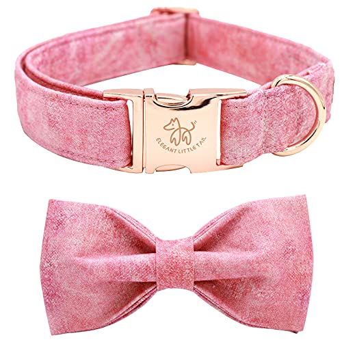 Image of Elegant little tail Pink Colorful Dog Collar, Comfortable Dog Collar with Bow Adjustable Soft Bow tie Dog Collars for Small Dogs