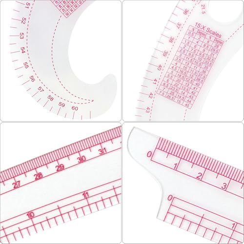 Miniatura 4 de Qwork Lot De 7 Règles De Couture Courbes, Reglas Métricas De Curva, Accessoires De Couture, Pour Designers, Modélistes, Tailleurs