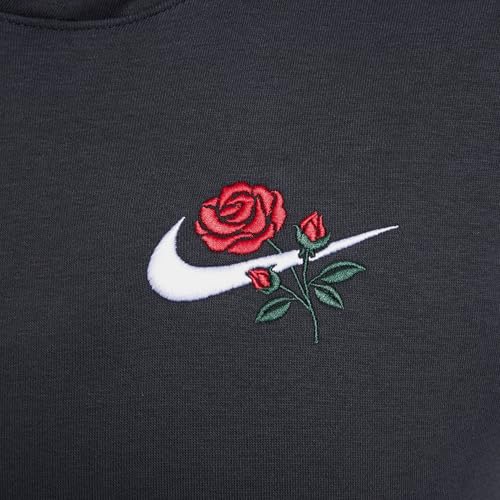 Nike NSW Club Fleece Floral Pullover Mens Hoodie (HQ2633-060, Grey/Red)3