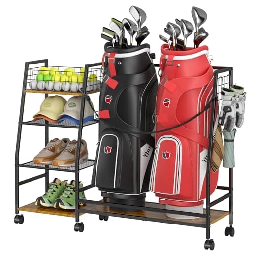 Sturdy Golf Bag Storage Rack with Wheels