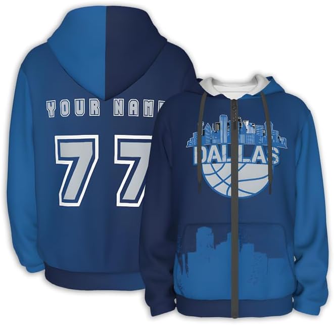 Basketball Custom Full-Zip Hoodies for Men Personalized Sweatshirts Customized Hoodie with Name Numbers Fans Gifts