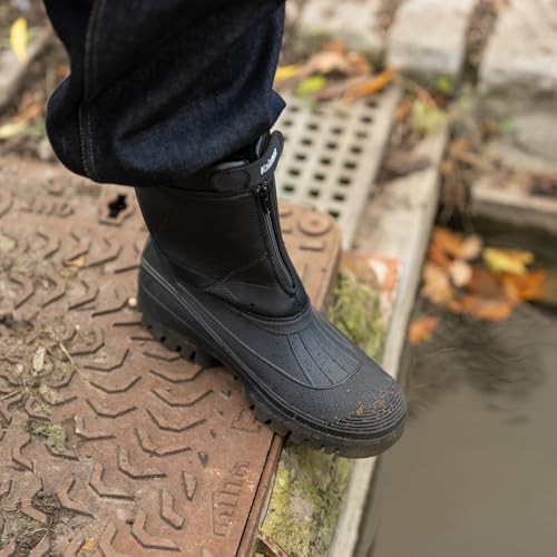 Knixmax Outdoor Winterstiefel Herren Warm Gefütterte Schneestiefel Winterschuhe mit wasserdichtem Obermaterial und rutschfesten Sohlen Geeignet für die Schneesaison im Winter Schwarz EU44