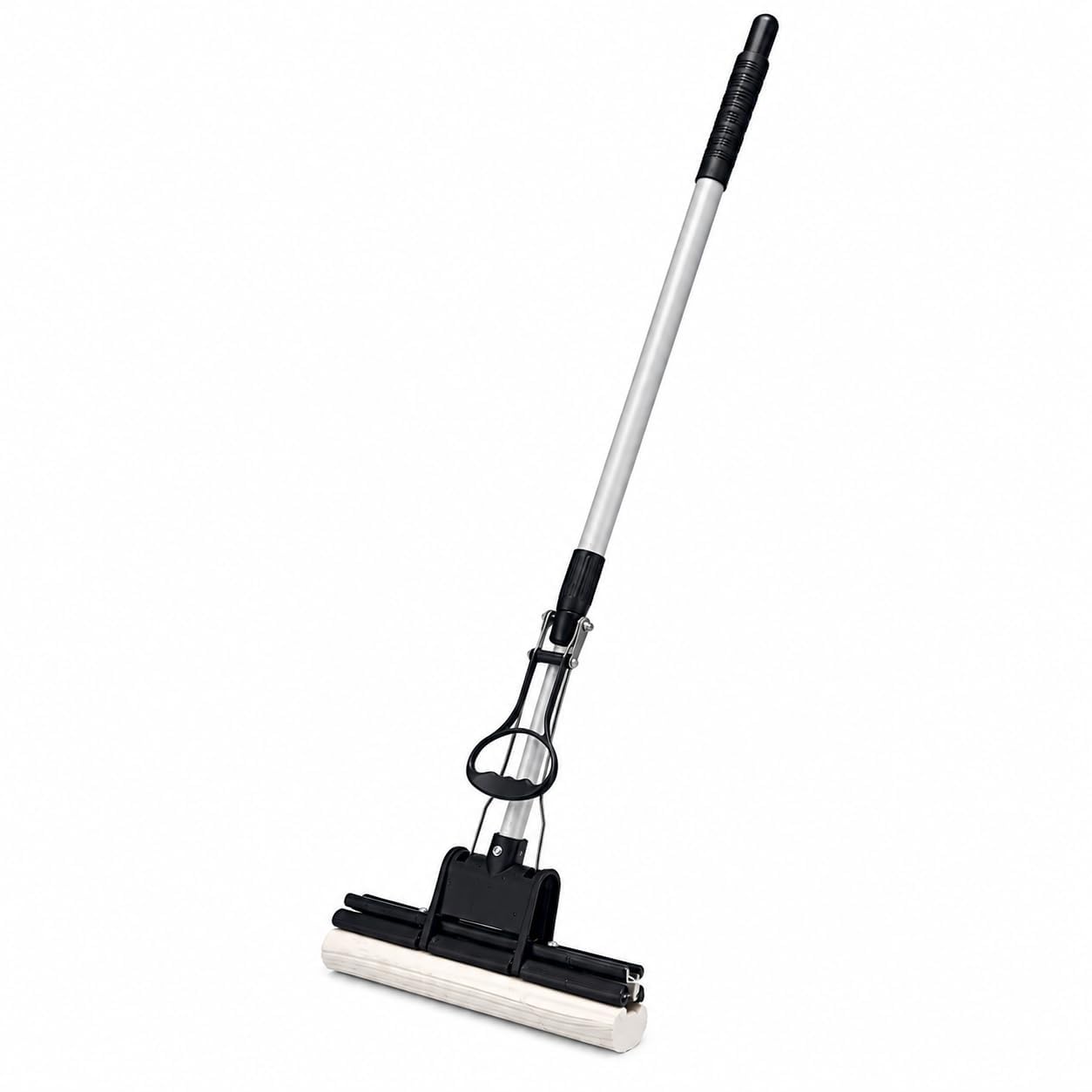 PVA Sponge Squeeze Mop for Floor Cleaning | Built-In Squeegee Roller Mop | Super Absorbent Sponge Head | Adjustable Telescopic Handle | Hands-Free Wringing Mop for Kitchen, Bathroom, Tiles & Home-image-9