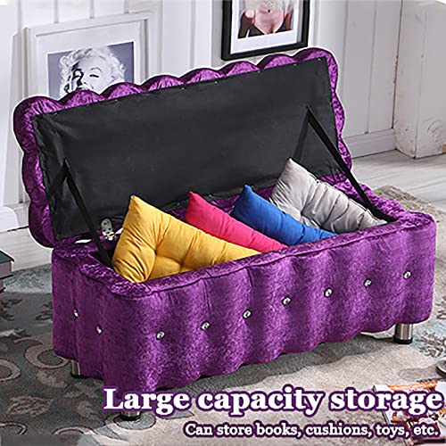 Banc de rangement en velours VI pour bout de lit et salon - 4