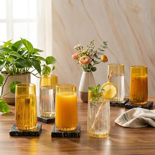 Image of Pasabahce Workshop Nova Color Water Juice Long Drink Glass - Set of 6 (360 ml) (Amber)