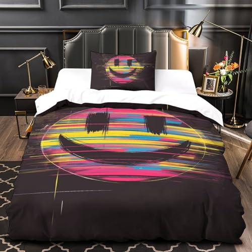 Housse de couette smiley 3D en microfibre 135x200 avec taie - 4