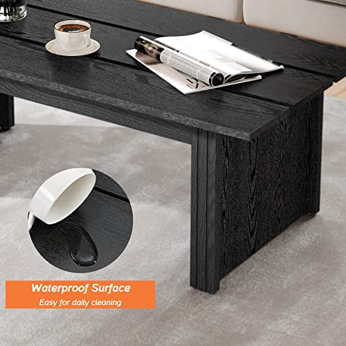 Wampat Coffee Table For Living Room, Wood Cocktail Table With Spacious Storage Space For Small Spaces, 42 Inch, Black #TOP5