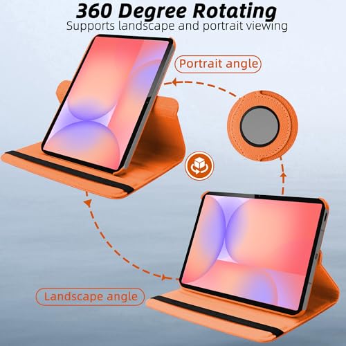 Image of TGK 360 Rotatable Flip Cover for Samsung Galaxy Tab S10 Lite 5G 10.9 inch Case Model SM-X400 /SM-X406B 2025 (Orange)