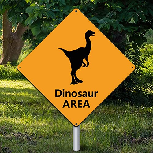 Panneau d'avertissement de zone de dinosaure vintage 38x38 cm pour deco de jardin