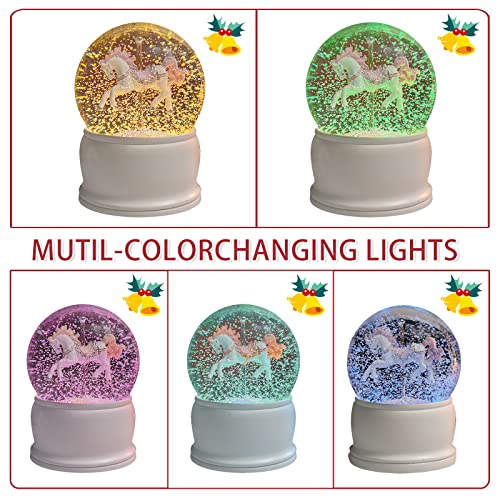 MUMTOP Snow Globes - 6.7 Inch Snow Globes for Kids or Girls, Carousel Christmas Snow Globes Music Bo