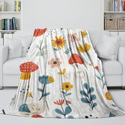 Couverture canapé fleurs imprimée 3D plaid douillet flanelle pour soirée série