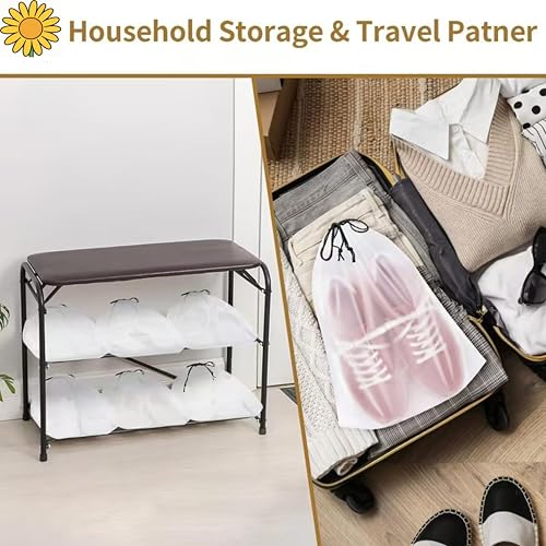 25 Pack Travel Shoe Bags, 15.7\" x 11.8\" Frosted Transparent Travel Shoe Pouch, Waterproof Portable Drawstring Travel Shoe Bag Organizer, Essential for Travel, Storage for Miscellaneous Items - Thumbnail 7