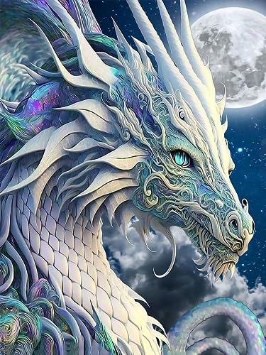 Mrnsiet Dragon Diamond Painting Kits for Adults,5D DIY Moon Diamond