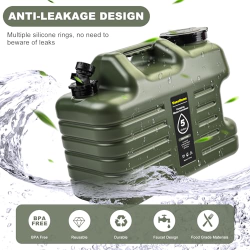Jarra de Agua de 5 Galones con Grifo, Contenedores Portátiles a Prueba de Fugas para Camping, Libre de BPA, Tanque de Almacenamiento para Excursiones y Emergencias miniatura 2