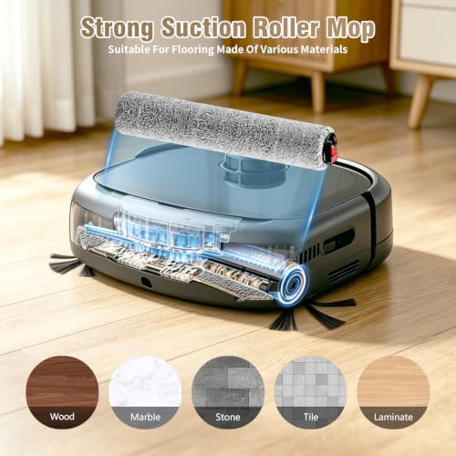 Image of 14 Pack Replacement Parts Compatible with eufy Omni E25 / E28 Robot Vacuum: 1 Pair of Main Brushes, 1 Roller Mop, 2 Filters, 2 Dust Bags, 6 Side Brushes, 1 Cleaning Brush