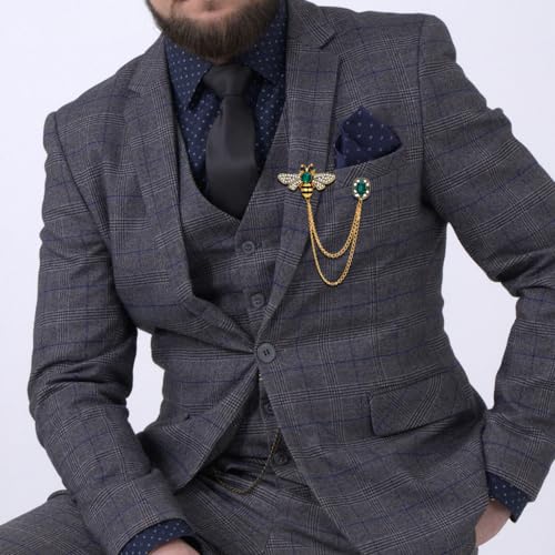 Crystal Insect Bee Brooch Pin Vintage Long Tassel Bee Chain Lapel Pin Rhinestone Bee Corsage Suit Jacket Brooch Pin Jewelry for Women Men Gifts4