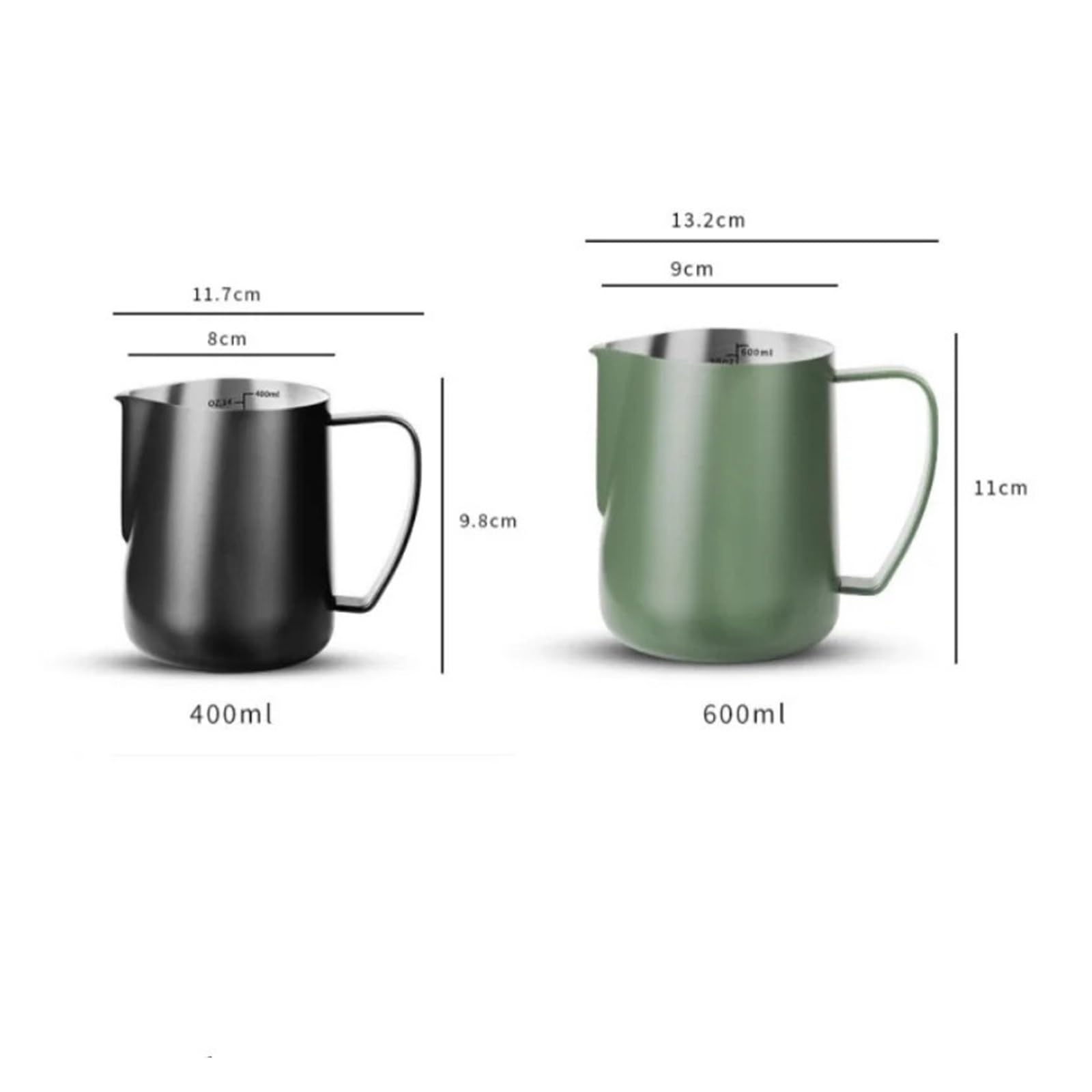 Jarra de espuma café 400/700ML,puntiagudo, cilindro leche acero inoxidable 304, aparato, taza, guirnalda artística(400ML,WHITE)