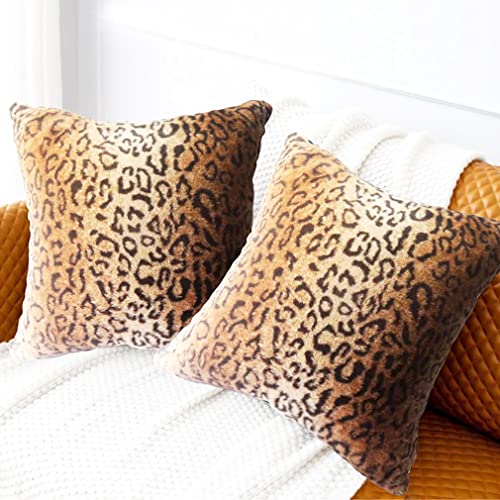 Image of Faux Fur Throw Pillows Decorative Couch Pillow Covers Leopard 20x20